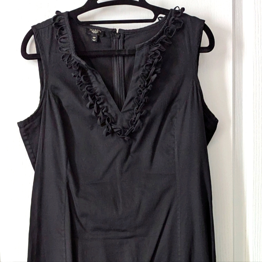 Talbots Black Sleeveless Cotton Sheath Dress - Size 10P